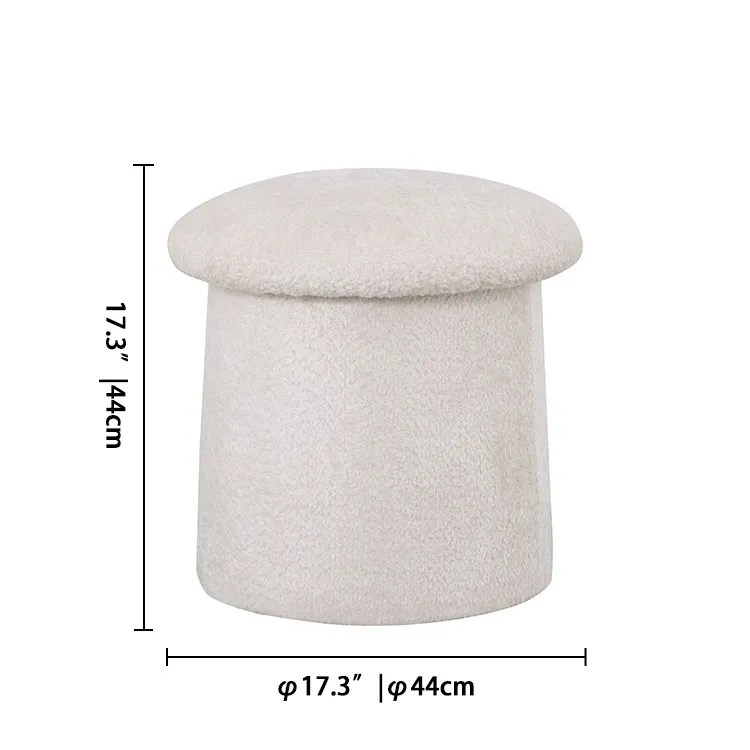 Circular white fur stool Circular white fur stool